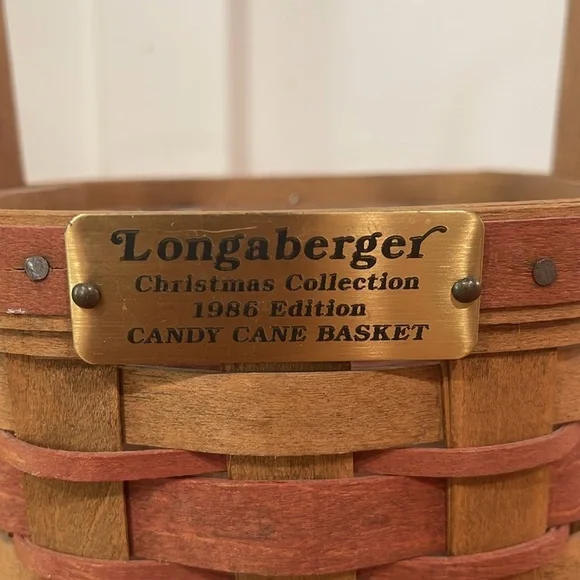 Vtg Longaberger 1986 Christmas Collection Candy Cane Basket - Picture 2 of 8